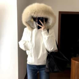 Korean Fur Collar Hooded Down Cotton Jacket Women Design Long Sleeve Zipper Up Cropped Parkas Woman Thicken Warm Winter Coats