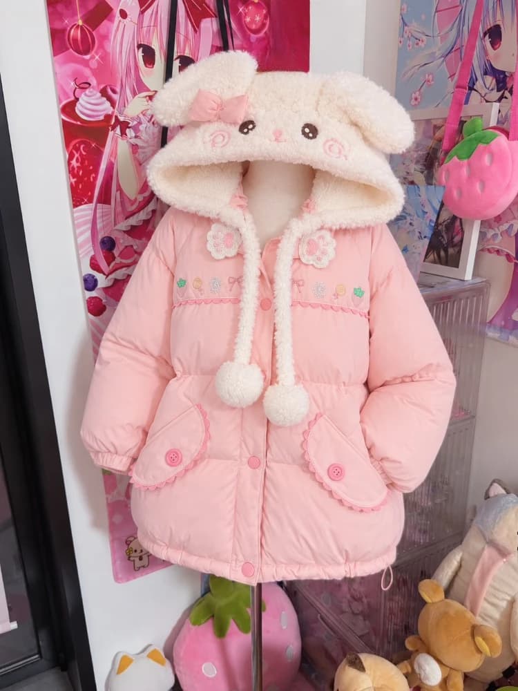 Women Japanese Kawaii Y2K Hooded Leather Jacket Harajuku Printed Sweatshirt Korean Fashion Subculture Vintage Parka Outerwear