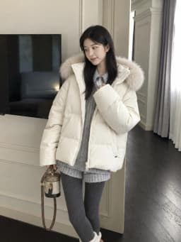 Winter Hooded Natural Large Fur Collar Down Jacket Women White Duck Down Zipper Parker Outwears Female Warm Thick Down Jacket