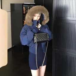American Vintage Long Sleeve Faux Fur Collar Hooded Parkas Women Casual Y2k Retro Solid Color Cropped Coat Autumn Winter