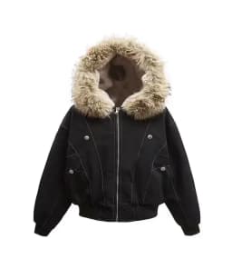 Winter Jackets Fur Collar Parkas Women Vintage Thicken Fleece Warm Jackets Streetwear Harajuku Hip Hop Padded Chic Y2K Outwear