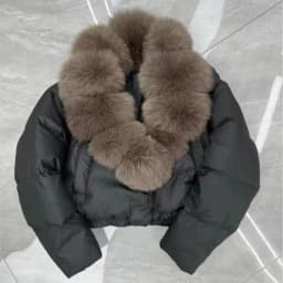 2026 Anti-fox Fur Collar Jacket Korean Fashion Short Parka American Vintage Winter New Women's Short Fashion Warm Cotton Clothes