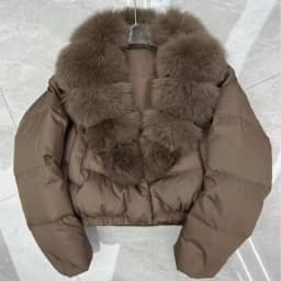 2026 Anti-fox Fur Collar Jacket Korean Fashion Short Parka American Vintage Winter New Women's Short Fashion Warm Cotton Clothes