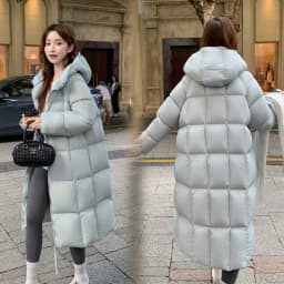 Ultra-Thick Women's Puffer Jacket Autumn Winter New Style Loose Fit Turtle Back Design Long Hooded Coat Korean Style Cotton down