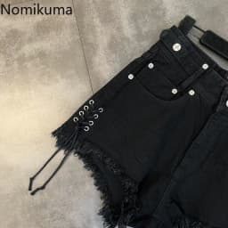 Bandage Tassel Jean Shorts Women's Clothing Streetwear Fashion Pantalones Cortos De Mujer High Waist Summer Y2k Wide Leg Pants