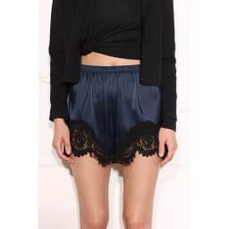 Combhasaki Satin Silk Boxers Shorts for Women Y2k Lace Trim Micro Mini Pajama Shorts Knickers Low Rise Loungewear Slip Pj Bottom