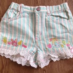 Y2k Aesthetics Sweet Shorts Striped Cartoon Embroidery Bow Lace Patchwork Short Pants Japanese Cute All Match Women's Clothing
