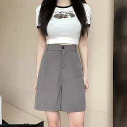 2026 Summer Female Baggy Thin Straight Leg Pants Women Fashion Suit Short Pants Girls Classic High Waist Baggy Shorts