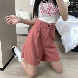 2026 Summer Female Baggy Thin Straight Leg Pants Women Fashion Suit Short Pants Girls Classic High Waist Baggy Shorts