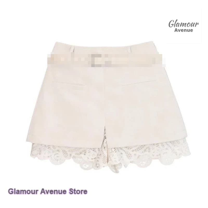 French lace stitching Joker casual pants women's spring and summer new fashion temperament short skirt giant beautiful skirt.