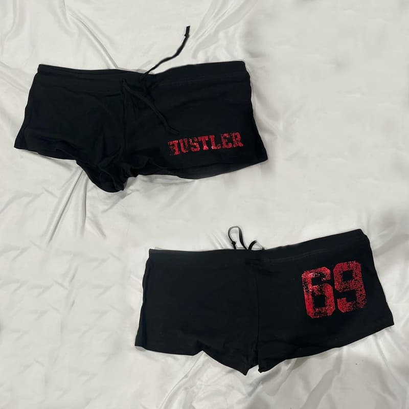 Harajuku Letter Print High street Casual Y2K Shorts Punk Fashion Pants Hiphop Vintage Grunge Goth Streetwear Sexy Half pants EMO