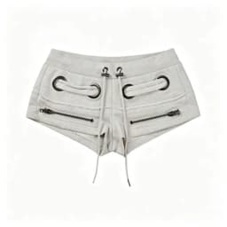 Retro Spice Girl Style Grey Zipper Drawstring Shorts Design Sense Low Waist Hip Wrap A Word Super Shorts
