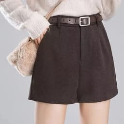 Women's High Waisted Woolen Shorts For Autumn Winter 2026 New Black Loose Casual Wide Leg A-line Boot Pants Female