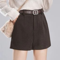 Women's High Waisted Woolen Shorts For Autumn Winter 2026 New Black Loose Casual Wide Leg A-line Boot Pants Female