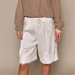 Women Satin Lace Trim Knee Length Bermuda Shorts Drawstring Elastic Waist Wide Leg Midi Shorts Casual Loungewear Holiday Shorts
