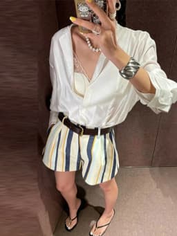 Fashion Women's Contrasting Striped Short Loose High Waisted Button All-match Mini Shorts 2026 Summer Lady Holiday Beach Clothes