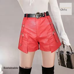 Korean version of women's autumn and winter wear leather shorts new high waist slim fashion Joker wide-leg PU leather shorts.