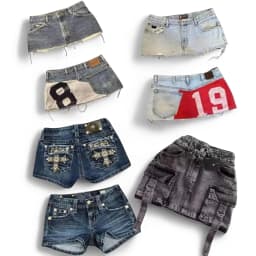 Hip Hop Digital Pattern Patchwork Gothic Womens Denim Shorts Y2K Skirt Vintage 2000s Baggy Shorts High Waist Slim Fit Mini Skirt