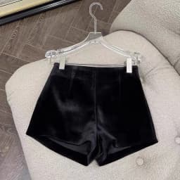 Wide Leg Black Velvet Shorts Pantalones Cortos De Mujer Shorts Feminino Femme Autumn Winter Ropa Mujer High Waisted