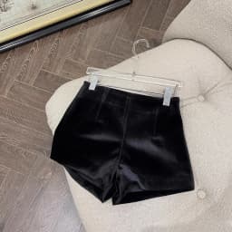 Wide Leg Black Velvet Shorts Pantalones Cortos De Mujer Shorts Feminino Femme Autumn Winter Ropa Mujer High Waisted