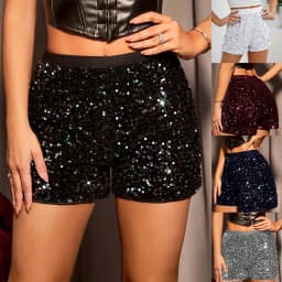 Calcas Feminina Pantalones Cortos Mujer Summer Sequin Nightclub Shorts Women's 2026 Nightclub Slimming Versatile Short Gym Mujer