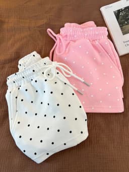 Summer Dot Sweet Shorts Women Loose Fashion Preppy Style Cute Shorts Casual High Waist Lace Up Chic Female Pockets Kawaii Shorts
