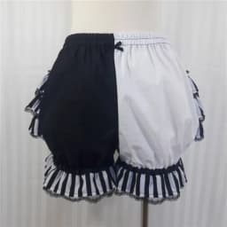 Women Lolita Bloomers Shorts Color Patchwork Ruffled Lace Hem Elastic Waist Pumpkin Pantalettes Sweet Gothic Cosplay Short Pants