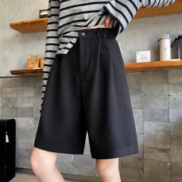 Vintage Autumn Winter Woolen Bermuda Shorts Women Elastic High Waist Loose Casual Grey Shorts Female 2025 New Pocket Shorts