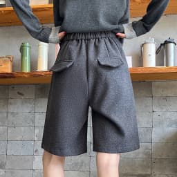 Vintage Autumn Winter Woolen Bermuda Shorts Women Elastic High Waist Loose Casual Grey Shorts Female 2025 New Pocket Shorts