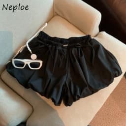 Neploe Sweet Spice Girls Bow Cloud Femme Pantalon Bud Ball Gown Short Slim Shorts All-match Ruched French Casual High Waist Pant