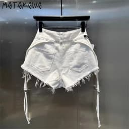 Matakawa Y2k Denimm Shorts Mujer Irregular Spring Summer Sexy Woman Pants Korean Fashion Casual Vintage Pantalones Cortos