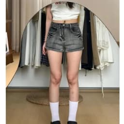 Black and Gray Low-rise Denim Super Y2k Shorts Women Washed Old Slim Elastic Hot Pants Booty Shorts