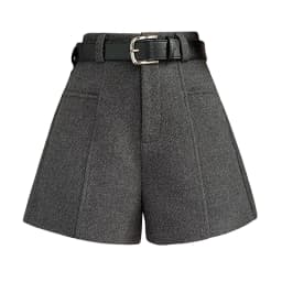 2025 Streetwear Woolen Winter Shorts Woman Casual Loose Wide Leg Short Pants Femme With Belt Booty Grey Black Cargo Shorts Women