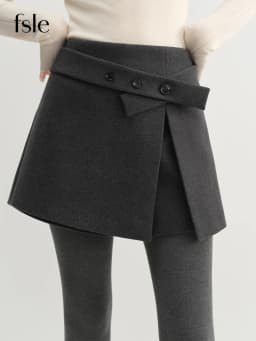 FSLE Asymmetrical Design Women's A-Line Skirt Pant Slit Hem Flattering High-Rise Shorts Winter 2025 New Arrival Chic Essentials