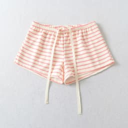 Autumn Women Pink White Stripes Drawstring Elastic Waist Shorts Knitting Polyester Cotton Mini Short Pants Casual Trousers Black