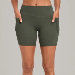 Elastic High Waist Casual Sport Short Leggings with Pocket Women Yoga Clothing Gym Fitness Shorts Female Running Short Tights