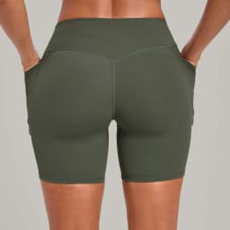 Elastic High Waist Casual Sport Short Leggings with Pocket Women Yoga Clothing Gym Fitness Shorts Female Running Short Tights