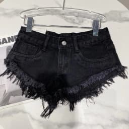 Y2k Spice Girl Retro Fringed Rough-edged Denim Super Shorts Women's Summer Sexy Ripped Low-rise Hot Pants Booty Shorts