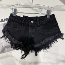 Y2k Spice Girl Retro Fringed Rough-edged Denim Super Shorts Women's Summer Sexy Ripped Low-rise Hot Pants Booty Shorts