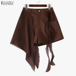 ZANZEA Fashion Women Shorts Summer Loose Solid Color Mesh Patchwork Shorts Casual Short Trousers OL Work Party Streetwear