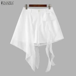 ZANZEA Fashion Women Shorts Summer Loose Solid Color Mesh Patchwork Shorts Casual Short Trousers OL Work Party Streetwear