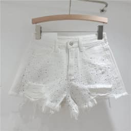 Denim Shorts for Women in The Summer of 2025 High Waisted and Slimming New Style Spicy Girl with Ripped Sexy Wide Leg Trousers