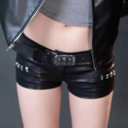 2026 New Women Pu Leather Shorts Y2k Nightclub Low Waist Hip Rivet Booty Shorts Black