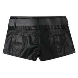 2026 New Women Pu Leather Shorts Y2k Nightclub Low Waist Hip Rivet Booty Shorts Black