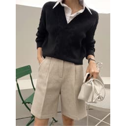 Fashion Thicken Warm Loose Pockets Female Faux Woolen Straight Shorts 2025 Autumn Winter High Waist Ladies Wide Leg Shorts N809