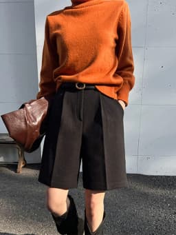 Fashion Thicken Warm Loose Pockets Female Faux Woolen Straight Shorts 2025 Autumn Winter High Waist Ladies Wide Leg Shorts N809