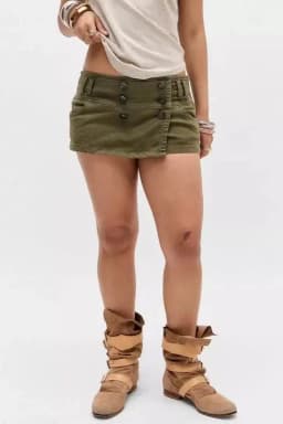 American Y2K retro button military green skirt Harajuku women's washed denim tight low-waist fashion skirt