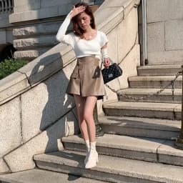 High Waist Asymmetric Vintage Womens Leather Shorts Skirts With Button 2024 Autumn Winter Fake Two Pieces Pu Short Pants