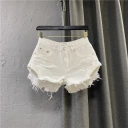 Sexy Low Waisted Denim Shorts for Women Korean Style Loose Ripped Edge Hot Pants Summer Blue A-line Wide Leg Shorts