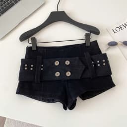 American Retro Corduroy Shorts Women Button Sashes Design Autumn Low Waist Sensual Streetwear Hot Girl Mini Shorts